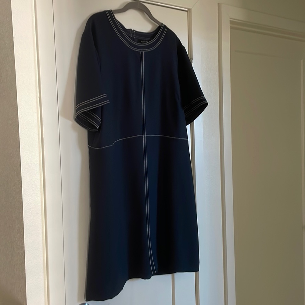 BR Navy and White Stitch Dress